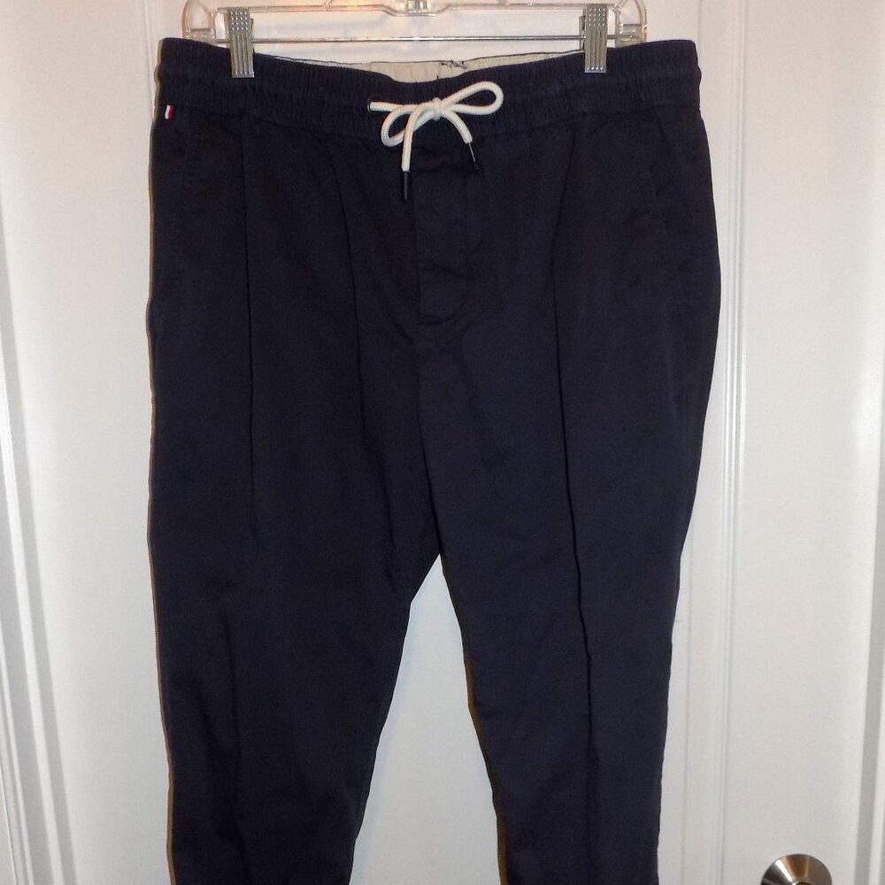 TOMMY HILFIGER Mens Cotton Twill Chino Pants Joggers Medium Navy Blue Elastic
